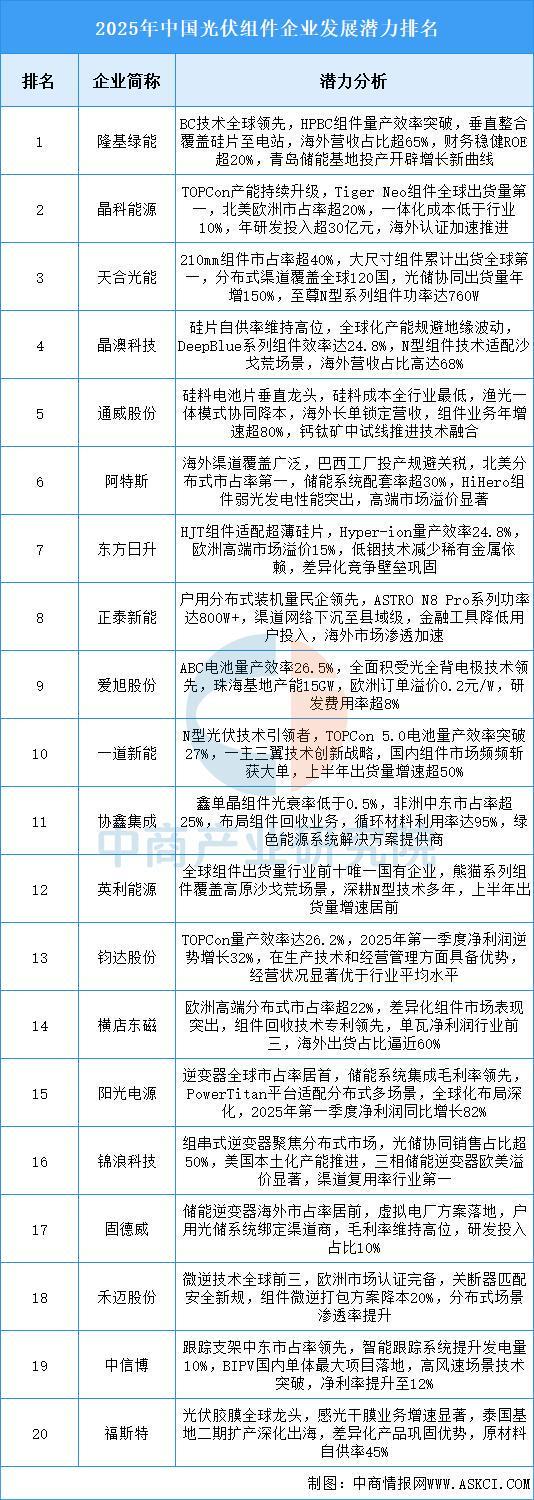 2025年中国光伏组件产业链图谱及投资布局分析（附产业链全景图）(图12)